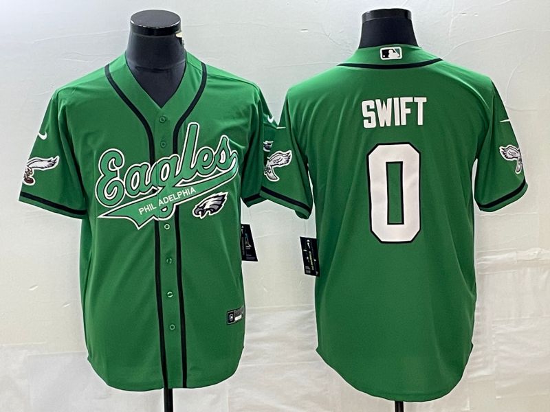 Men Philadelphia Eagles #0 Swift Green Co Branding Game NFL Jersey style 3